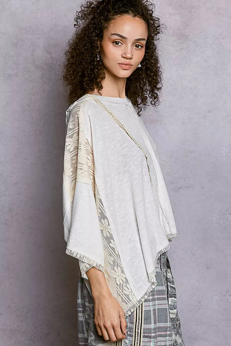 POL Short Sleeve Hoodie Top with Lace Detail sold by Charming Charlie product image thumbnail 3