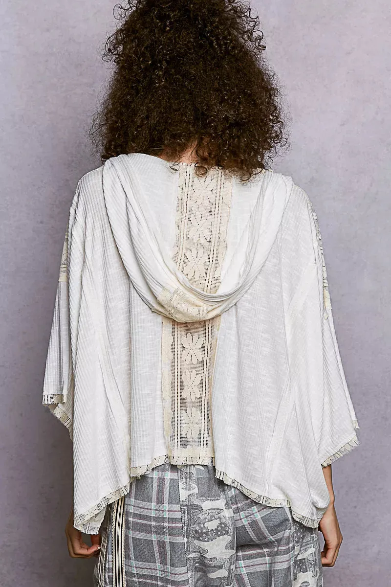POL Short Sleeve Hoodie Top with Lace Detail sold by Charming Charlie product image thumbnail 4