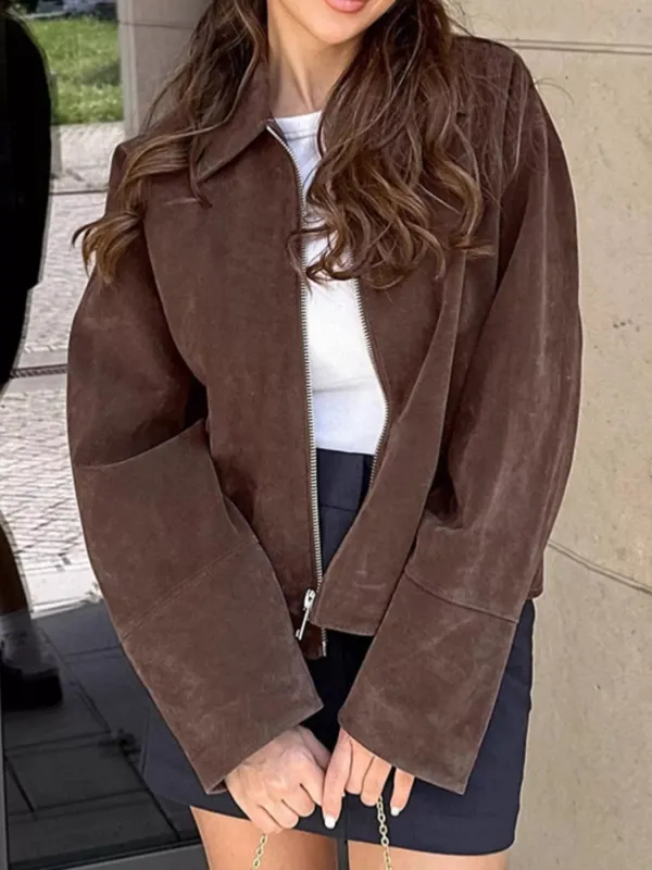 Zip-Up Dropped Shoulder Jacket sold by Charming Charlie