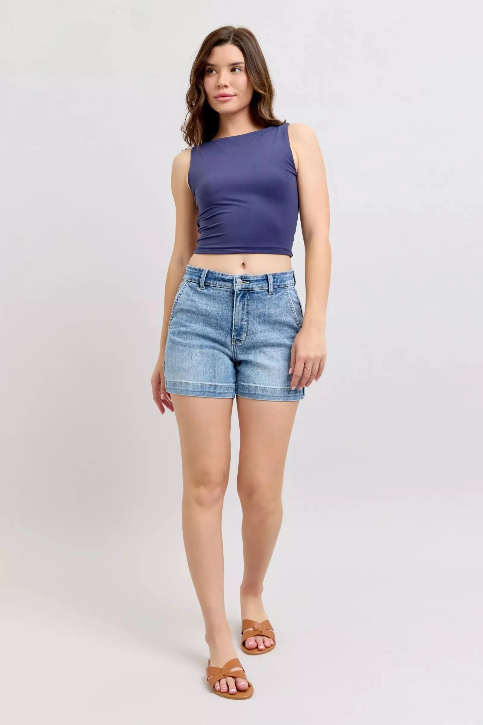 Judy Blue Mid Rise Denim Shorts sold by Charming Charlie product image thumbnail 5