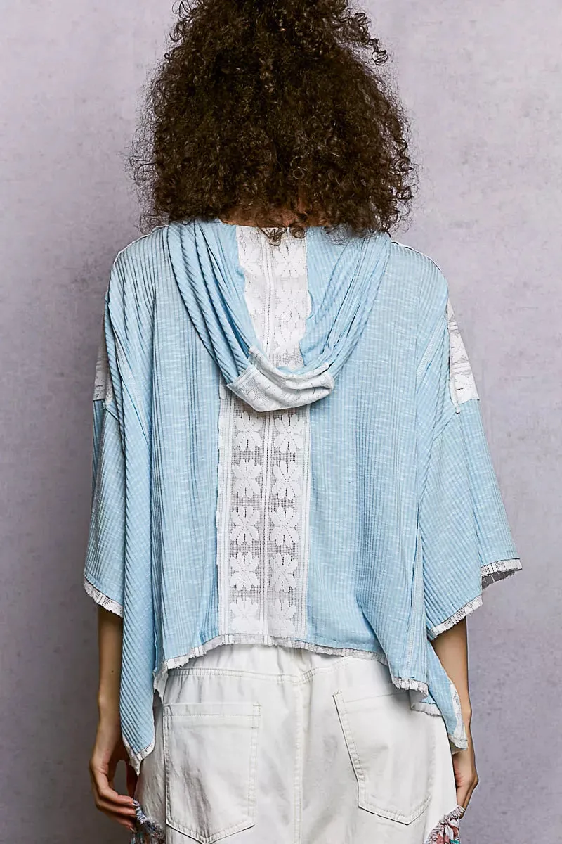 POL Short Sleeve Hoodie Top with Lace Detail sold by Charming Charlie product image thumbnail 4