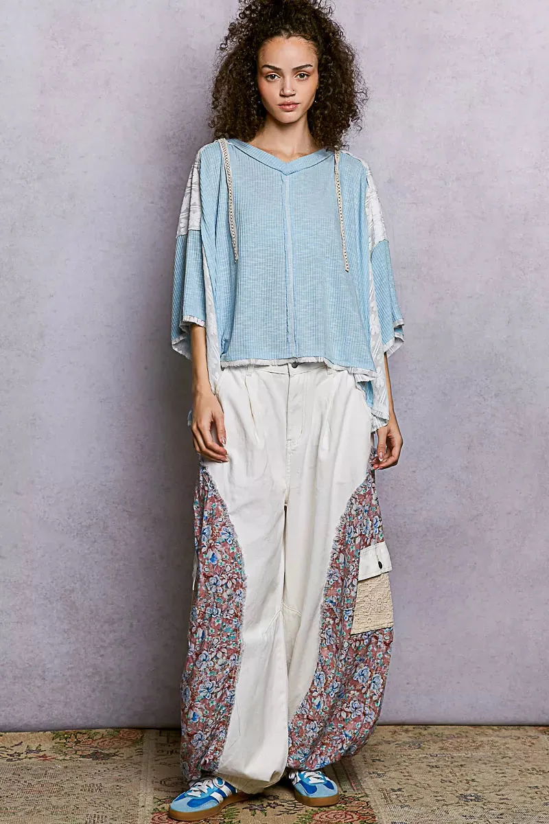 POL Short Sleeve Hoodie Top with Lace Detail sold by Charming Charlie product image thumbnail 5