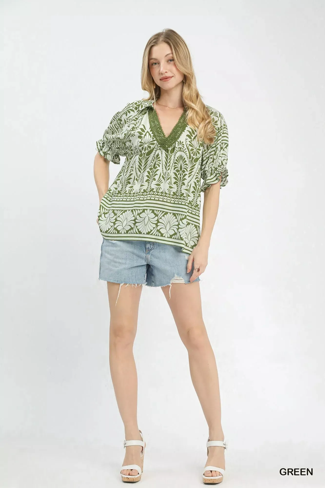 Umgee Two Tone Boarder Print Top sold by Charming Charlie product image thumbnail 2