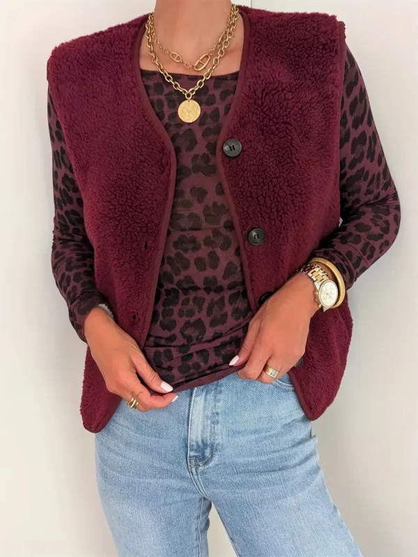 Fleece Button-Down Vest Coat sold by Charming Charlie