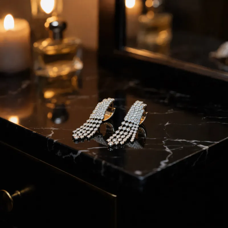 Diamond Cascade Dangle Earrings sold by Charming Charlie