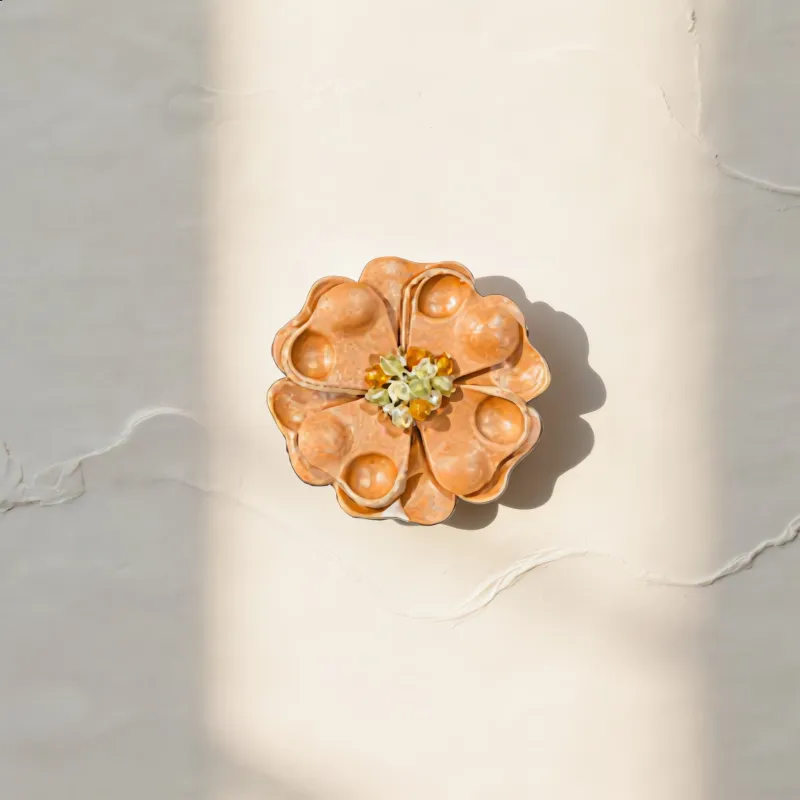Tan Leather Flower Pin made by Charming Charlie