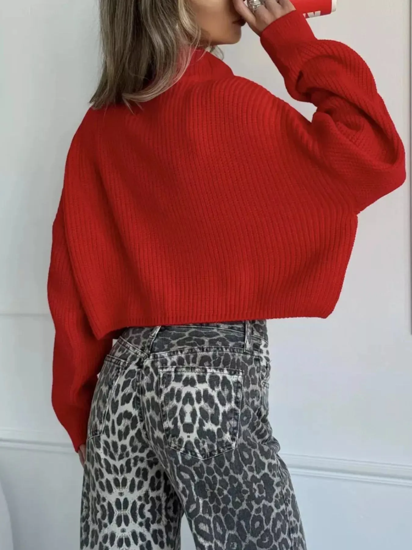 Half Zip Dropped Shoulder Sweater sold by Charming Charlie product image thumbnail 3