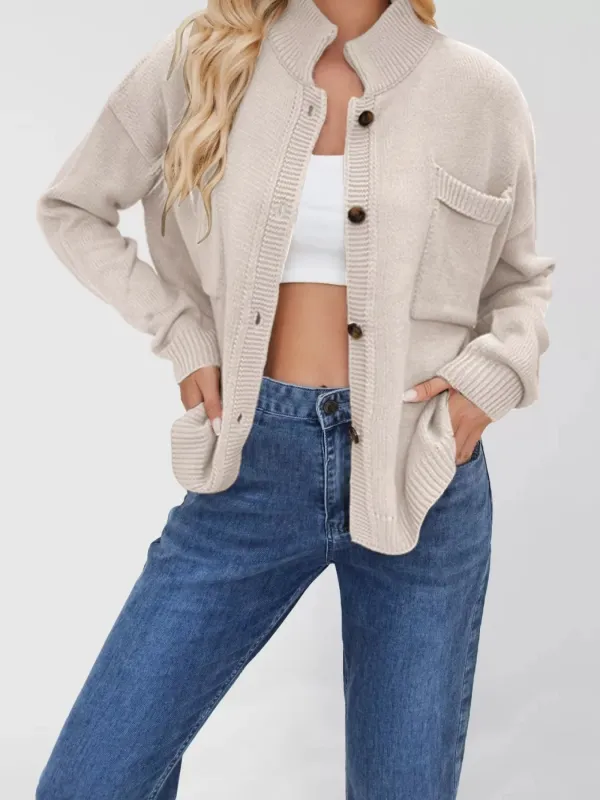 Casual Knit Button-Down Cardigan sold by Charming Charlie