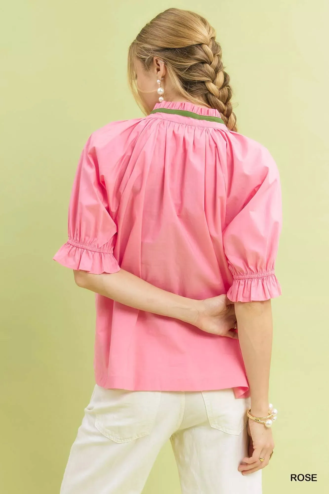 Umgee Embroidered Floral Top with Contrast Trim sold by Charming Charlie product image thumbnail 3