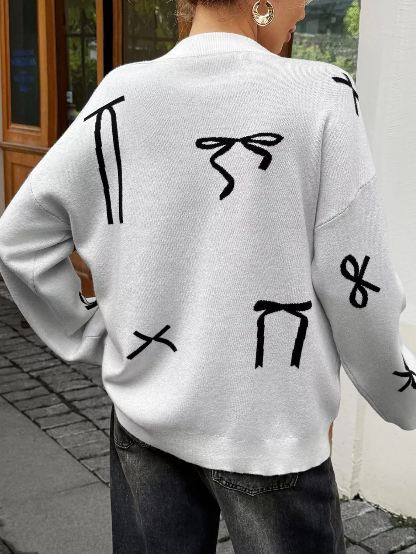 Bow Round Neck Dropped Shoulder Sweater sold by Charming Charlie product image thumbnail 5