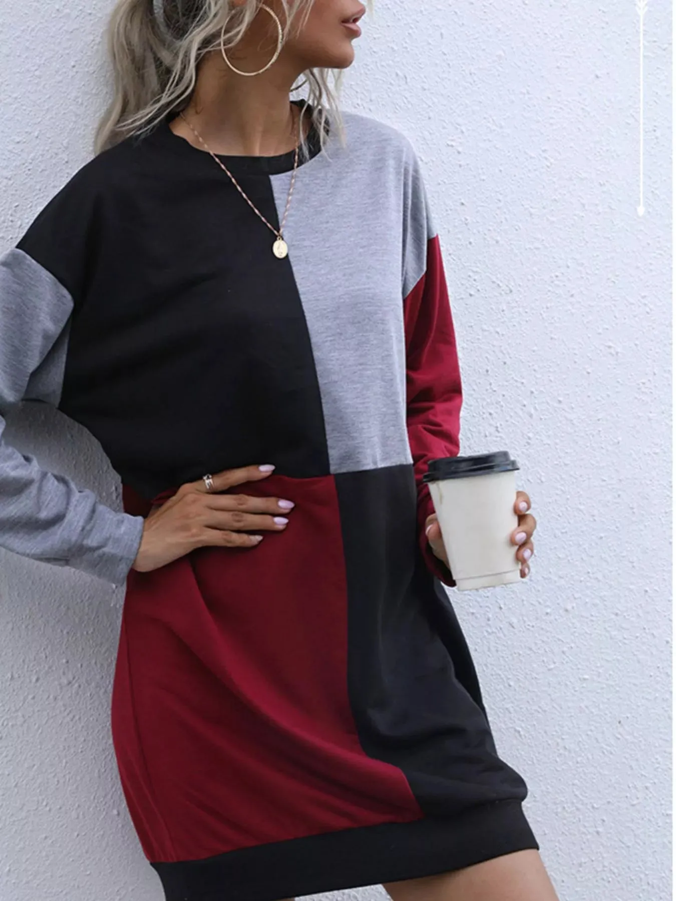 Color Block Casual Long Sleeve Mini Dress sold by Charming Charlie product image thumbnail 2