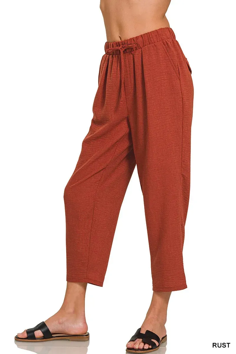 Zenana Woven Crepe Elastic Band Waist Pants sold by Charming Charlie product image thumbnail 3