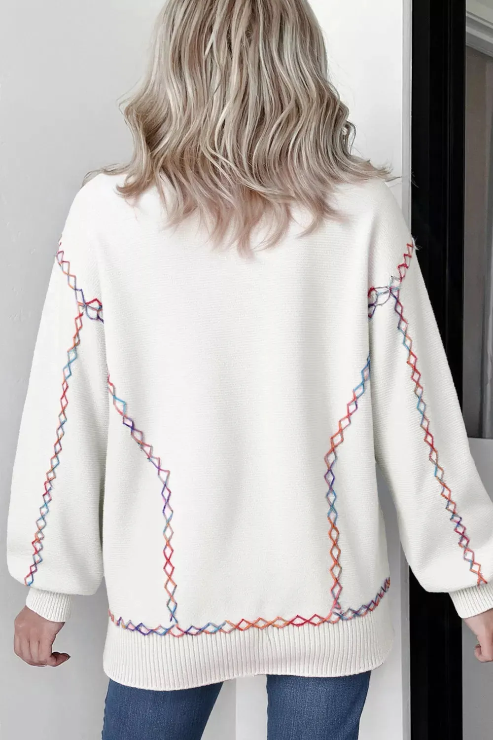Rainbow Stitching Long Sleeve Relaxed Sweater sold by Charming Charlie product image thumbnail 5