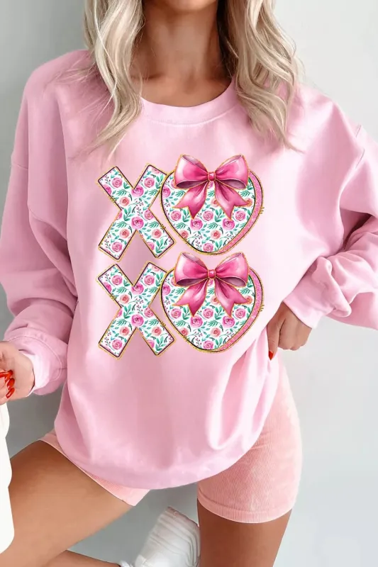 Bow Floral Printed Valentines Day XOXO Sweatshirt sold by Charming Charlie