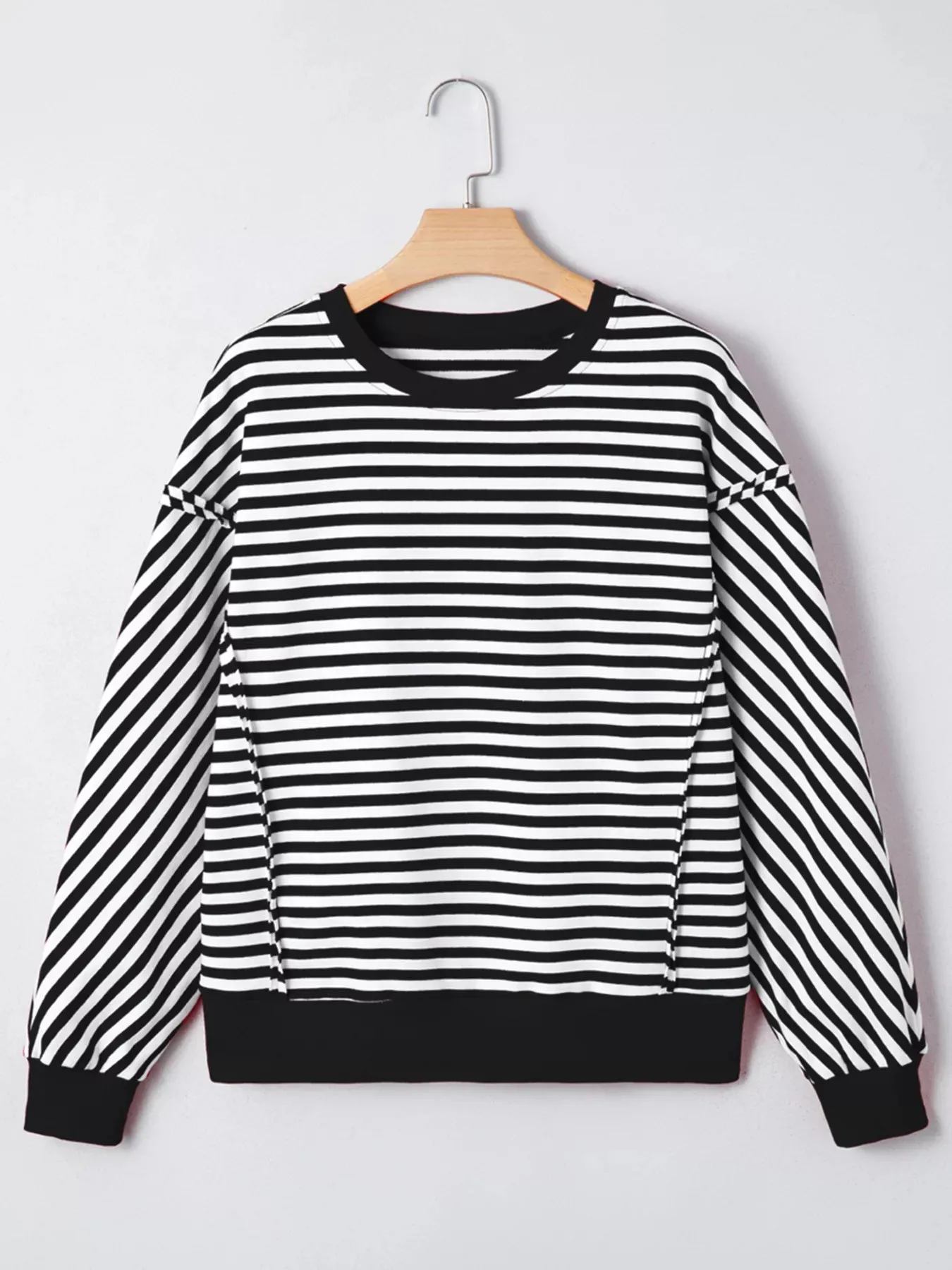 Stripe Exposed Seam Drop Shoulder Casual Pullover Top sold by Charming Charlie product image thumbnail 5