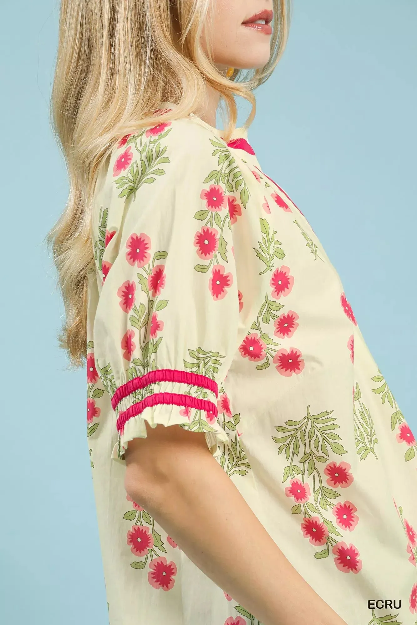Umgee Floral V-Neck Puff Sleeve Top sold by Charming Charlie product image thumbnail 5
