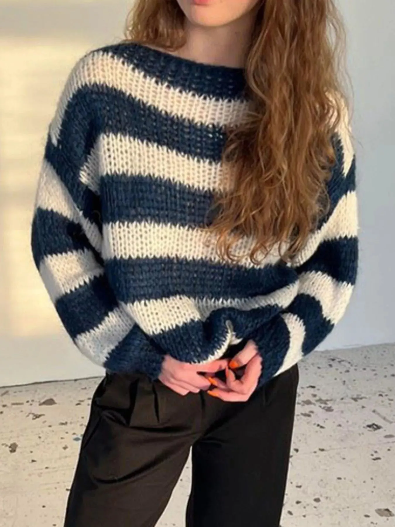 Striped Knit Long Sleeve Sweater sold by Charming Charlie product image thumbnail 5