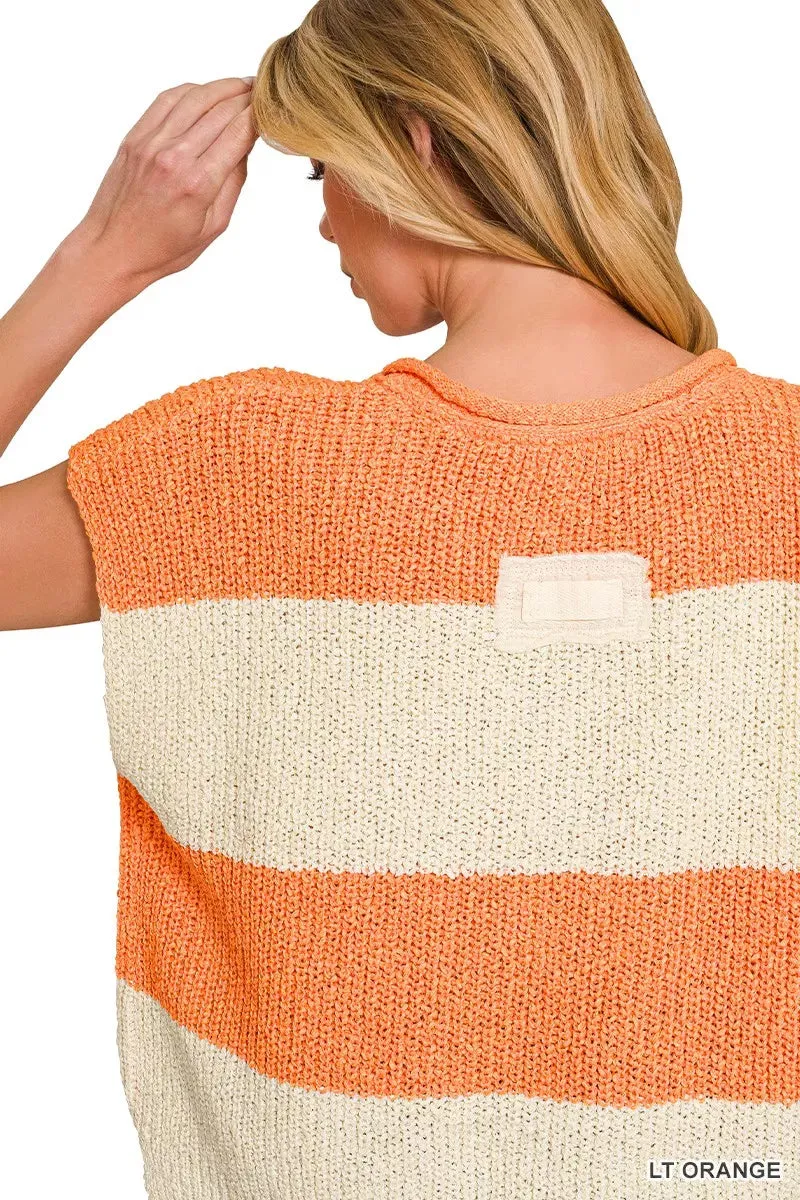 Zenana Split Neck Sleeveless Stripe Sweater sold by Charming Charlie product image thumbnail 3