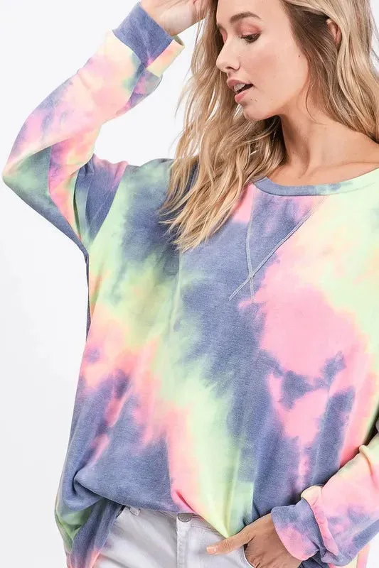 BiBi Tie Dye French Terry Print Top sold by Charming Charlie product image thumbnail 3