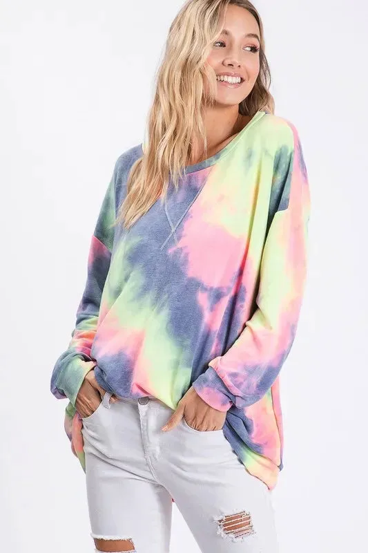 BiBi Tie Dye French Terry Print Top sold by Charming Charlie product image thumbnail 2