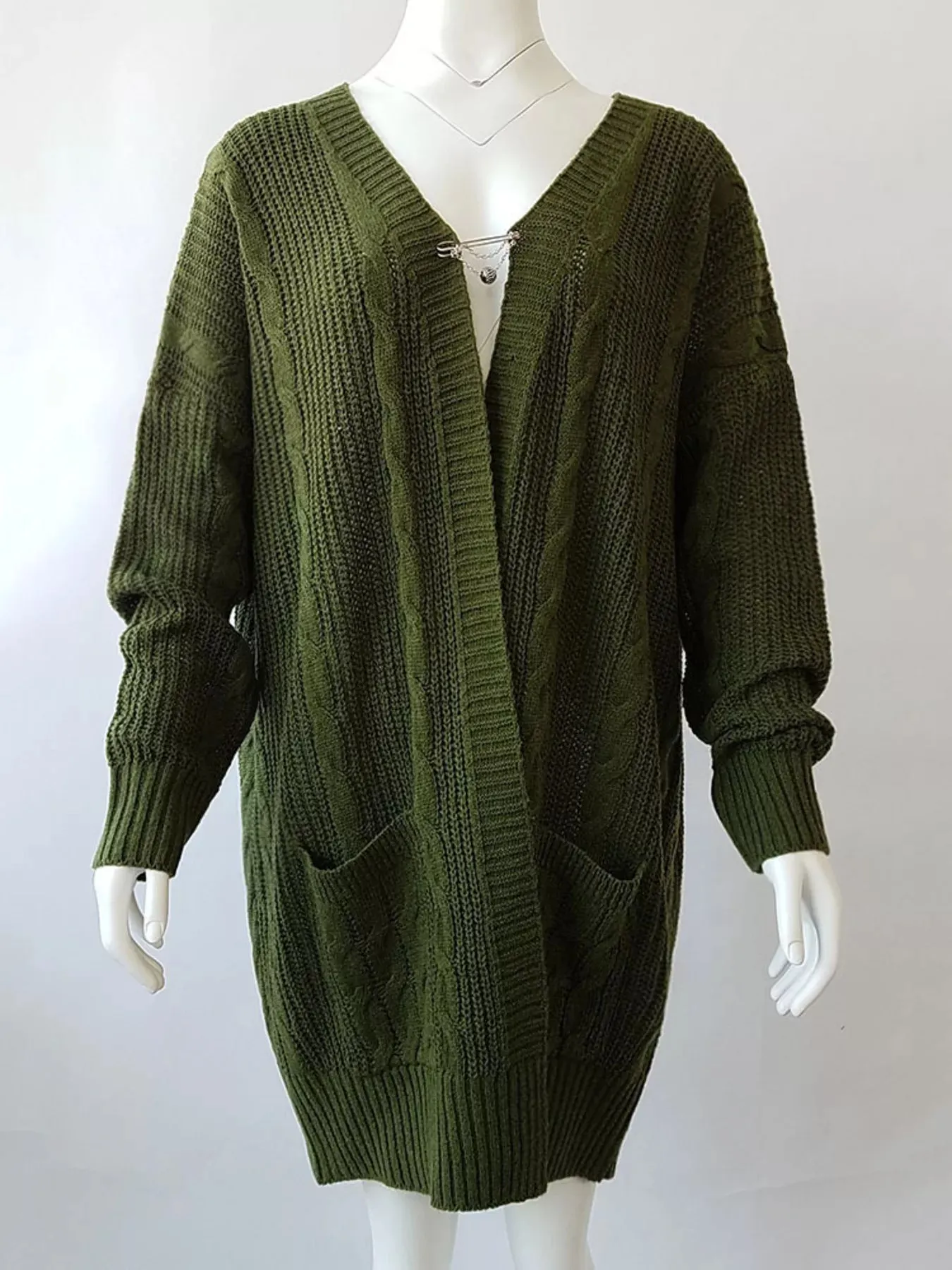 Full Size Chunky Knit Open Front Cardigan Plus Size sold by Charming Charlie product image thumbnail 4