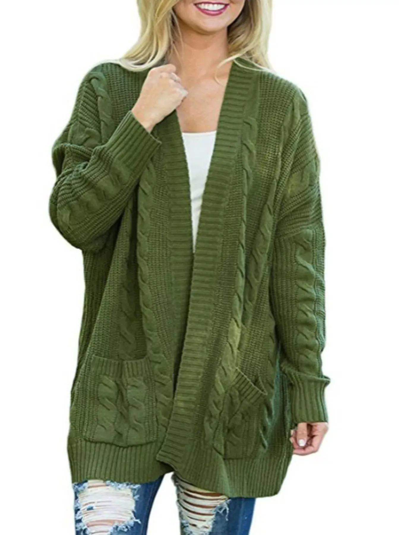 Full Size Chunky Knit Open Front Cardigan Plus Size sold by Charming Charlie