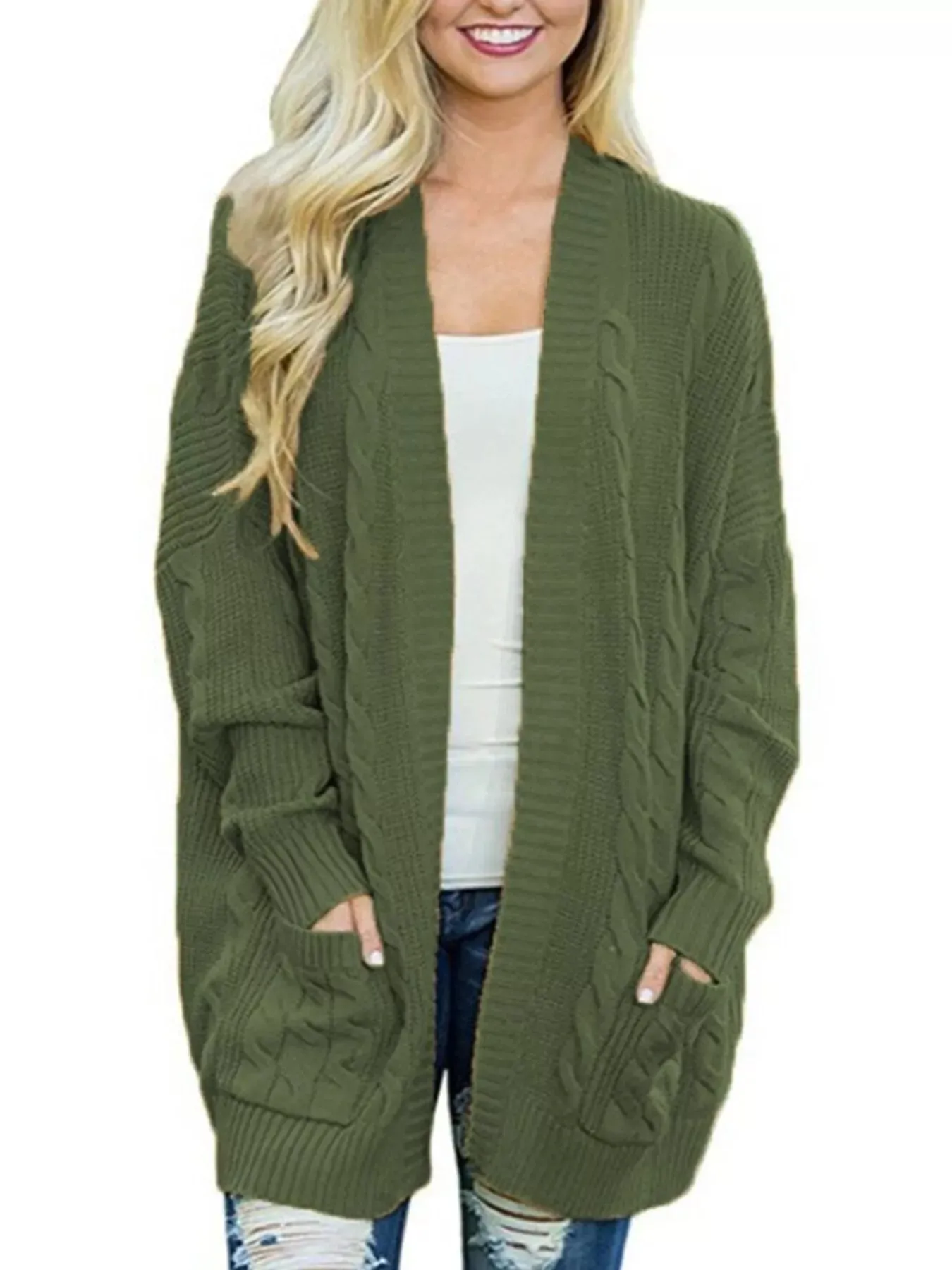 Full Size Chunky Knit Open Front Cardigan Plus Size sold by Charming Charlie product image thumbnail 5