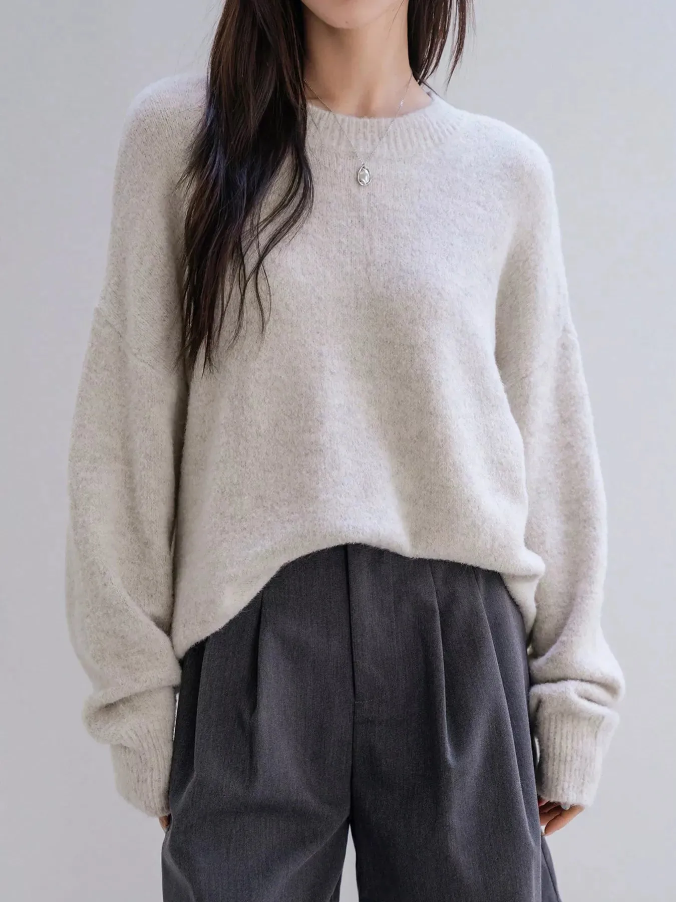 Full Size Cozy Knit Round Neck Oversized Sweater Plus Size sold by Charming Charlie product image thumbnail 5