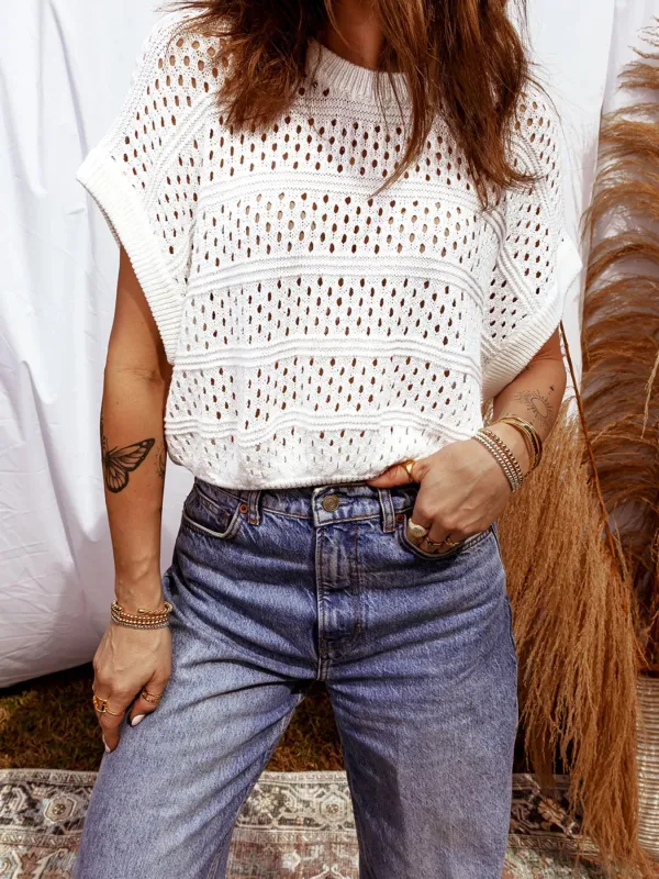 Hollow Out Knit Round Neck Dolman Sweater sold by Charming Charlie