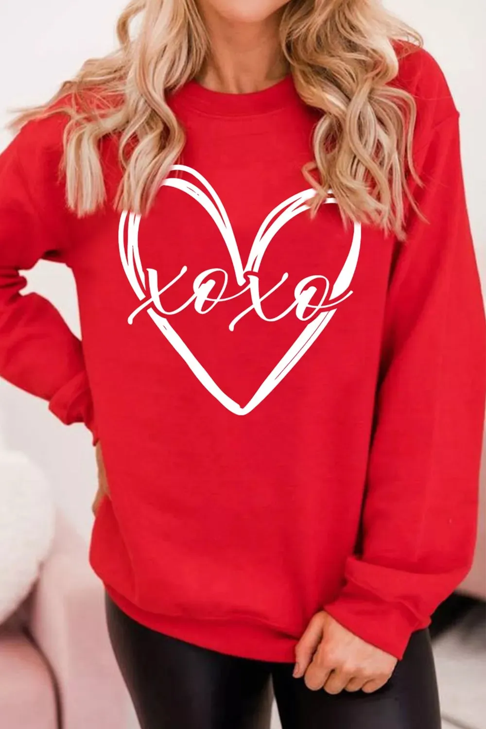 XOXO Valentines Heart Sketch Printed Pullover Sweatshirt sold by Charming Charlie product image thumbnail 4