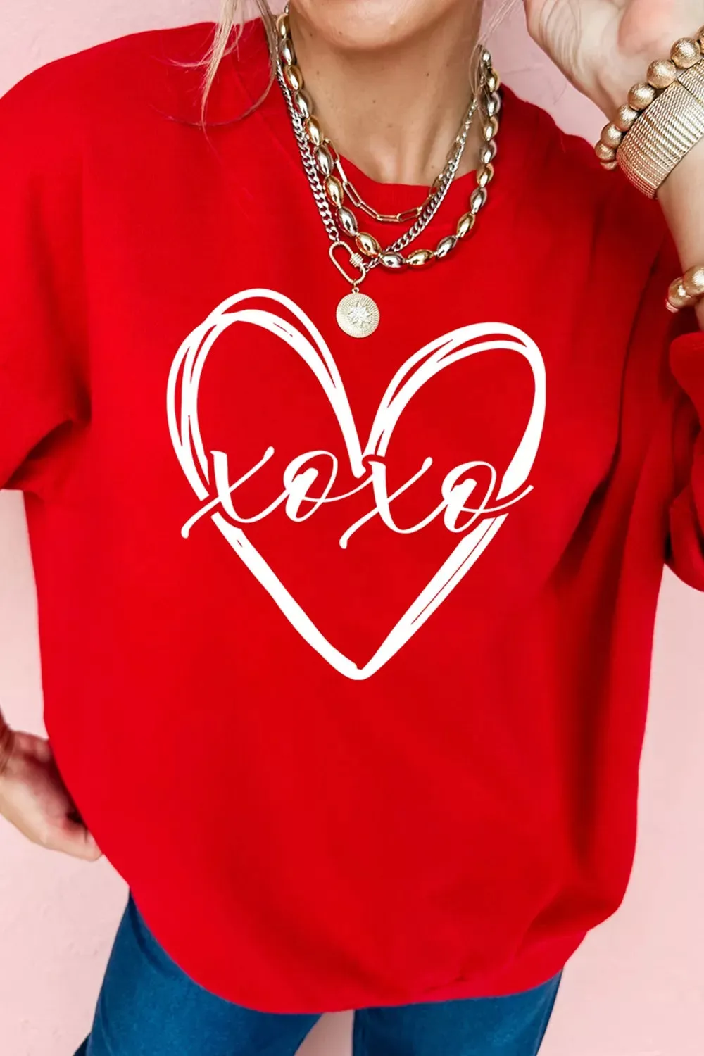 XOXO Valentines Heart Sketch Printed Pullover Sweatshirt sold by Charming Charlie product image thumbnail 5