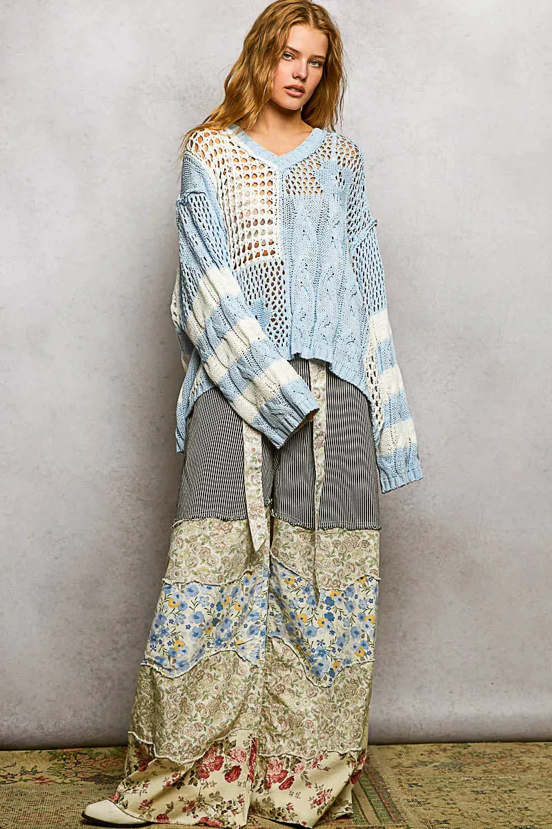 POL Color-Blocked Stripe Pattern Knit Top with Twisted Weave sold by Charming Charlie product image thumbnail 5