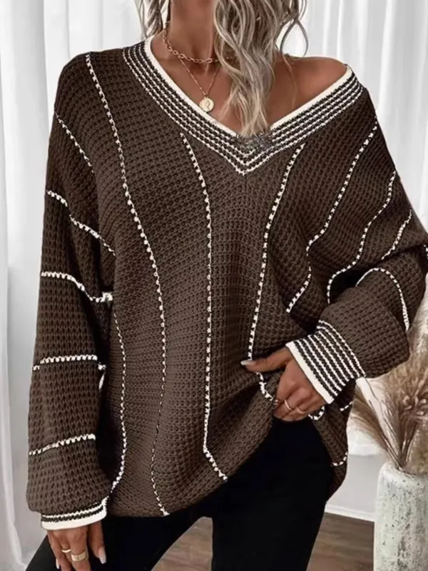 Full Size V-Neck Textured Knit Sweater Plus Size sold by Charming Charlie