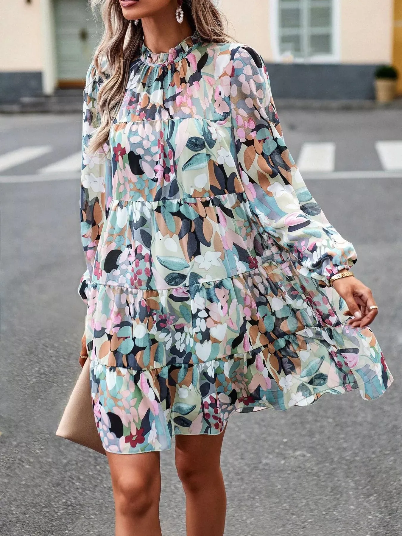 Printed Long Sleeve Mini Dress sold by Charming Charlie product image thumbnail 3
