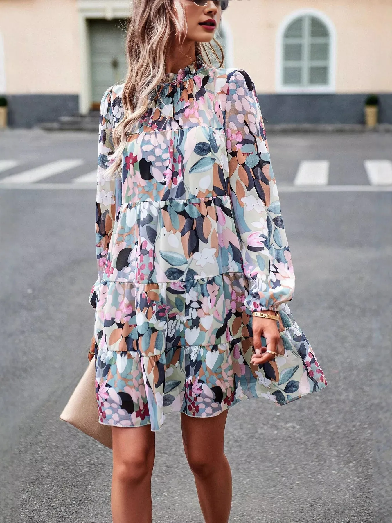 Printed Long Sleeve Mini Dress sold by Charming Charlie product image thumbnail 2