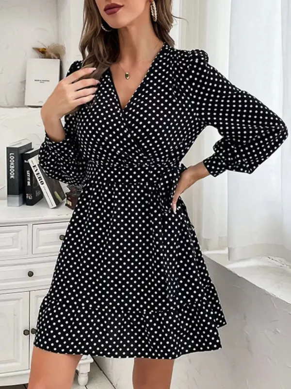 Polka Dot Wrap Mini Dress sold by Charming Charlie