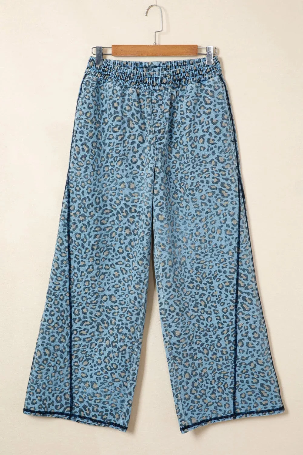 Leopard Print Exposed Seam Detail Wide Leg Drawstring Jeans sold by Charming Charlie product image thumbnail 3