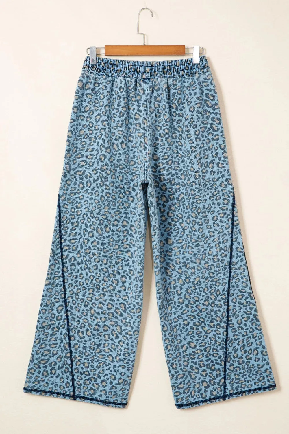 Leopard Print Exposed Seam Detail Wide Leg Drawstring Jeans sold by Charming Charlie product image thumbnail 4