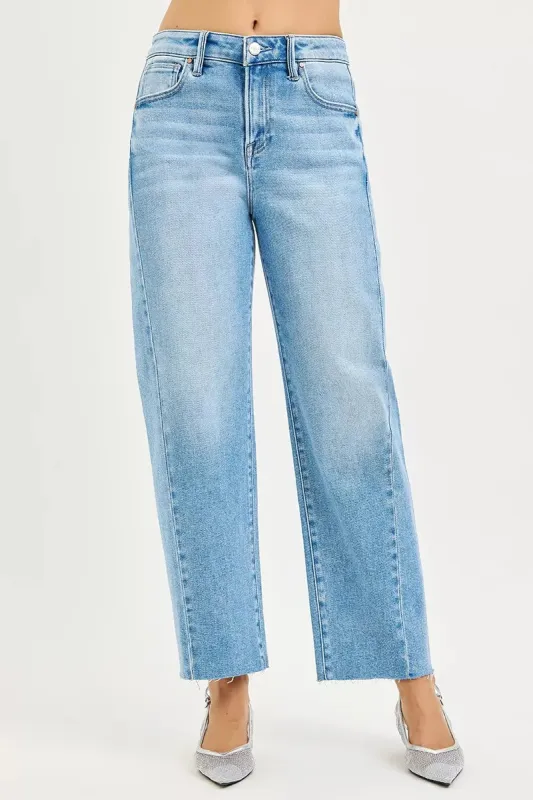 RISEN Full Size Slouchy Cropped Barrel Jeans with Curved Side Seam Plus Size sold by Charming Charlie
