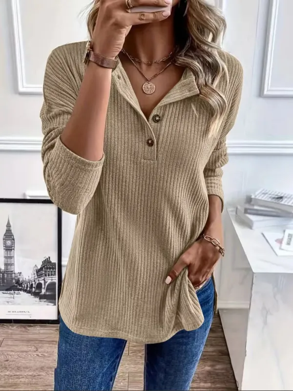 Button-Detail Dropped Shoulder Top sold by Charming Charlie