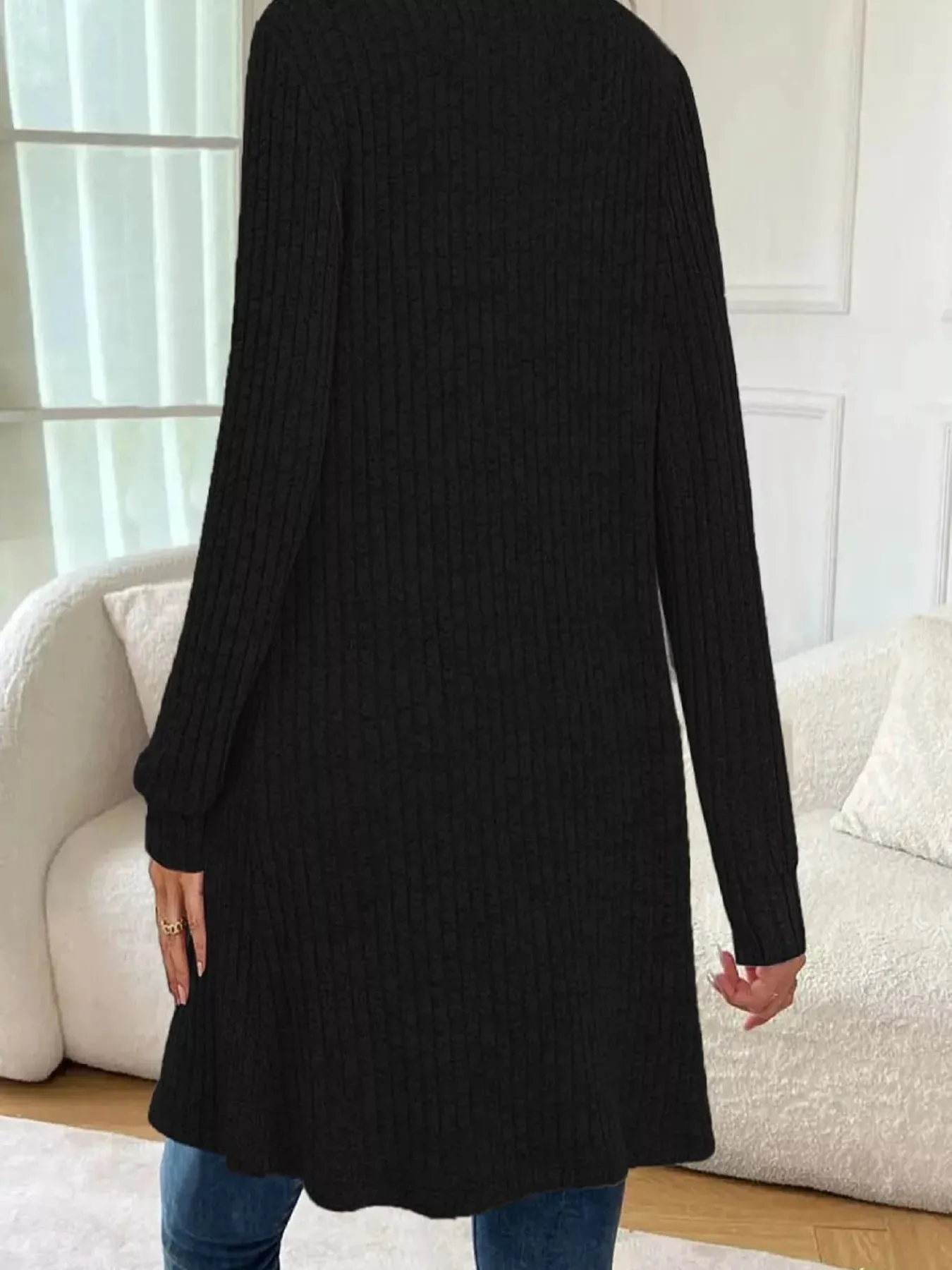 Ribbed Knit Open Front Cardigan sold by Charming Charlie product image thumbnail 4