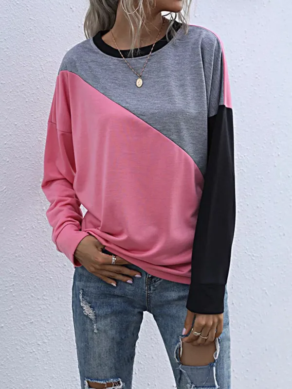 Color Block Casual Round Neck Sweatshirt sold by Charming Charlie