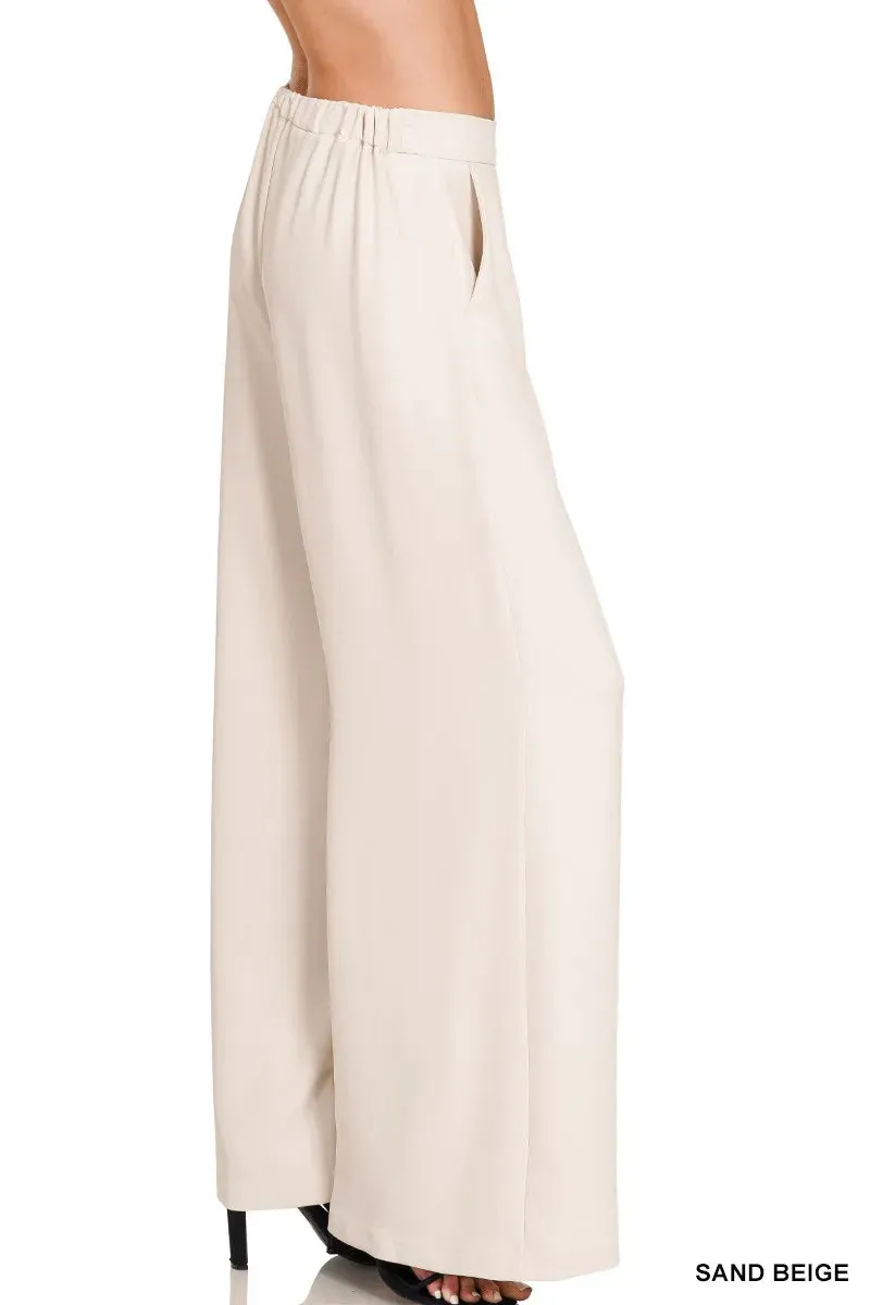 Zenana Relaxed Fit Elastic Waisted Wide Leg Pants sold by Charming Charlie product image thumbnail 2