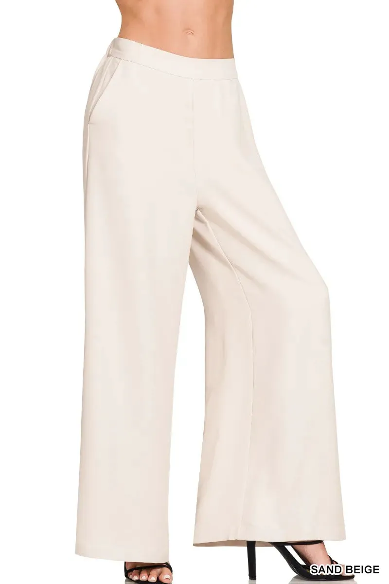 Zenana Relaxed Fit Elastic Waisted Wide Leg Pants sold by Charming Charlie