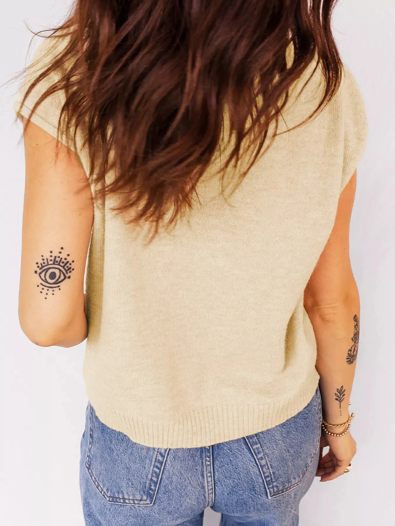 Buttoned Front Rolled Hem Cap Sleeve Sweater Top sold by Charming Charlie product image thumbnail 2