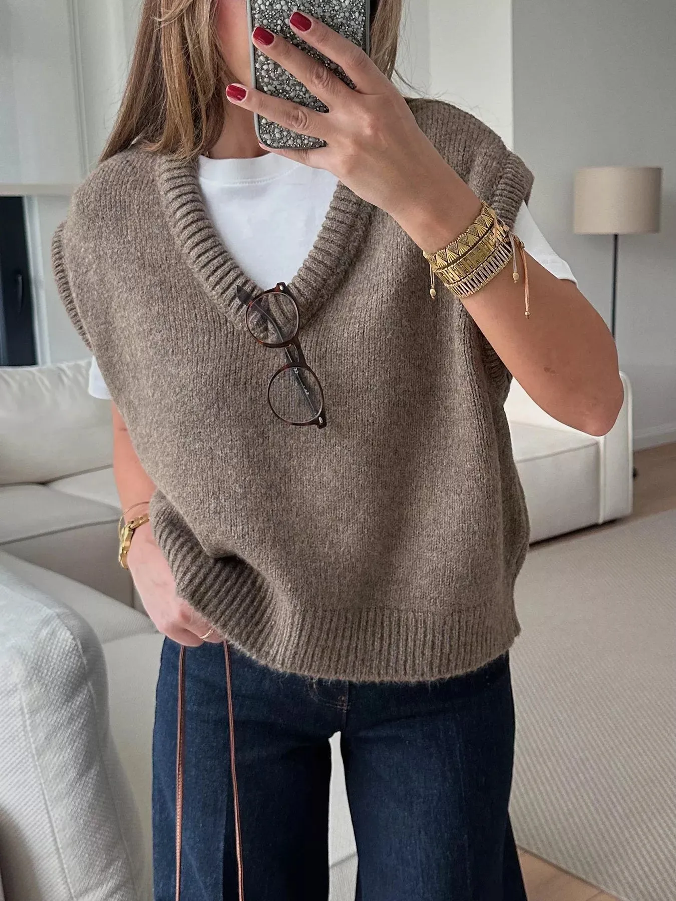 Ribbed Hem V-Neck Sweater Vest sold by Charming Charlie product image thumbnail 2