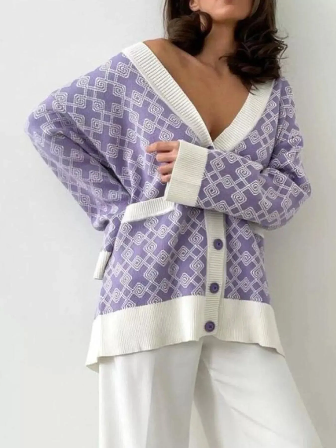 Geometric Pattern Button-Down Cardigan sold by Charming Charlie product image thumbnail 3