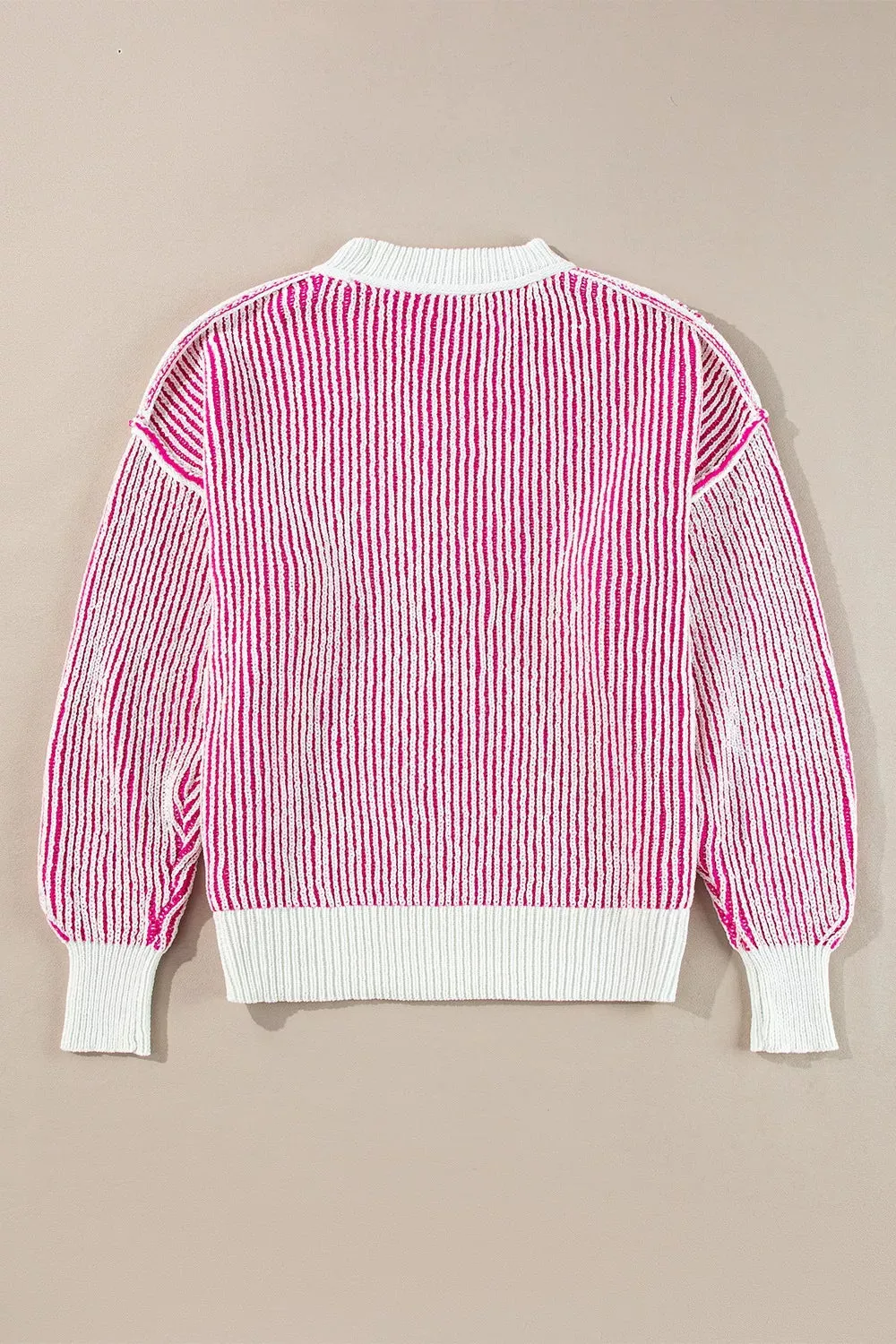 Striped Textured Knit Contrast Edge Loose Sweater sold by Charming Charlie product image thumbnail 4