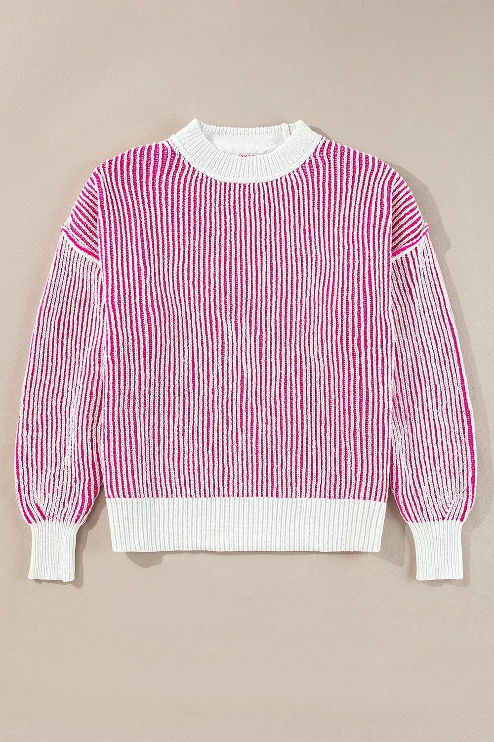 Striped Textured Knit Contrast Edge Loose Sweater sold by Charming Charlie product image thumbnail 3