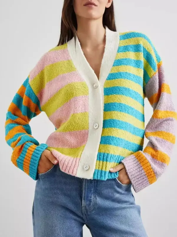 Striped Knit Button-Down Cardigan sold by Charming Charlie